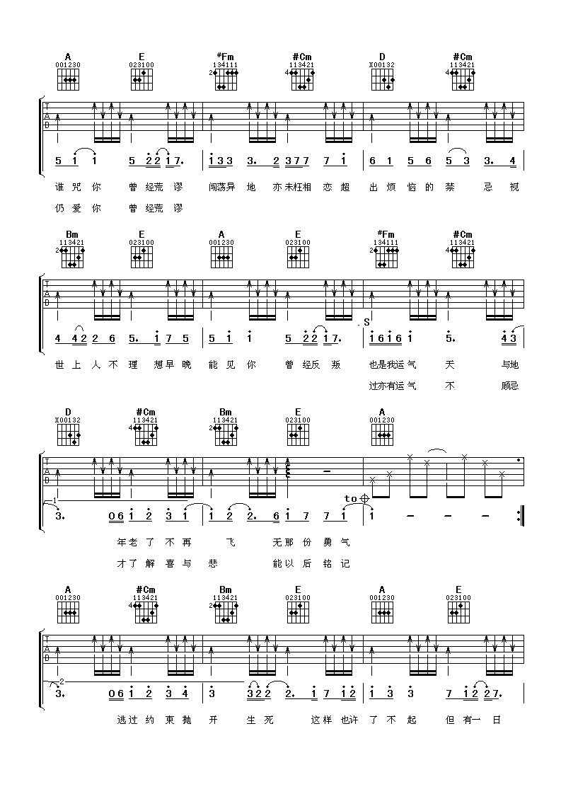 离家出走吉他谱-3