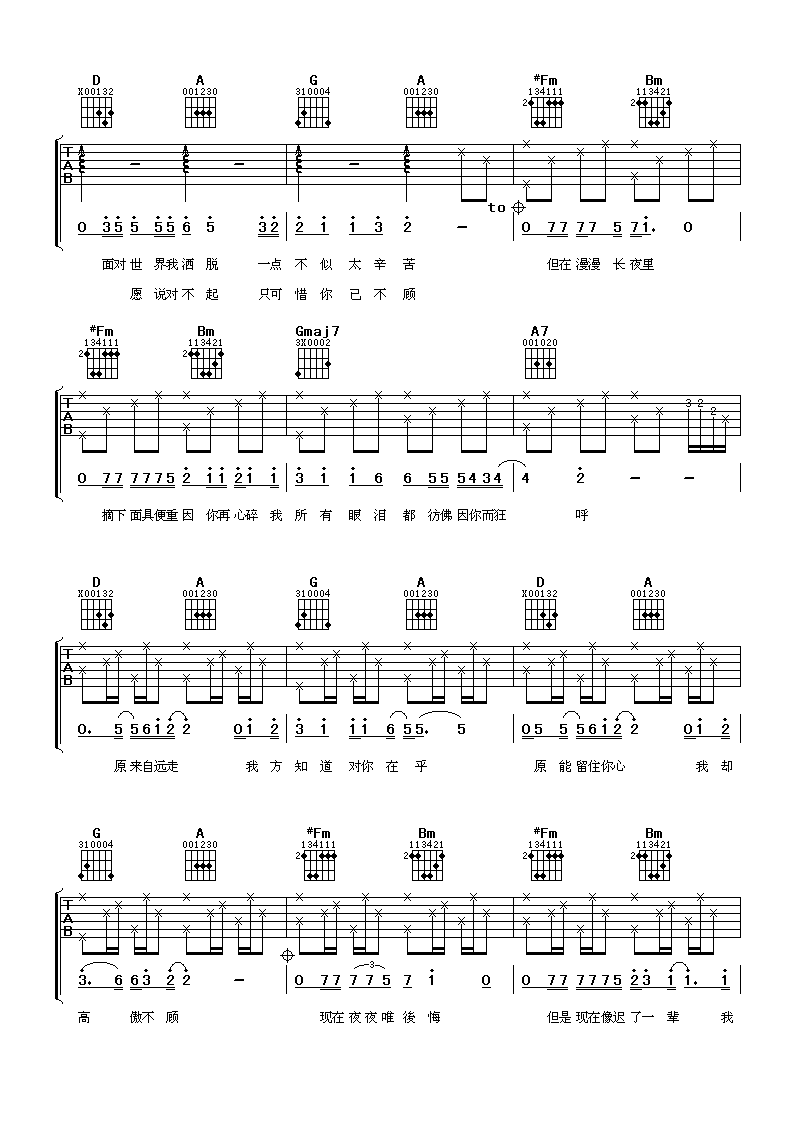 从不喜欢孤单一个吉他谱-2