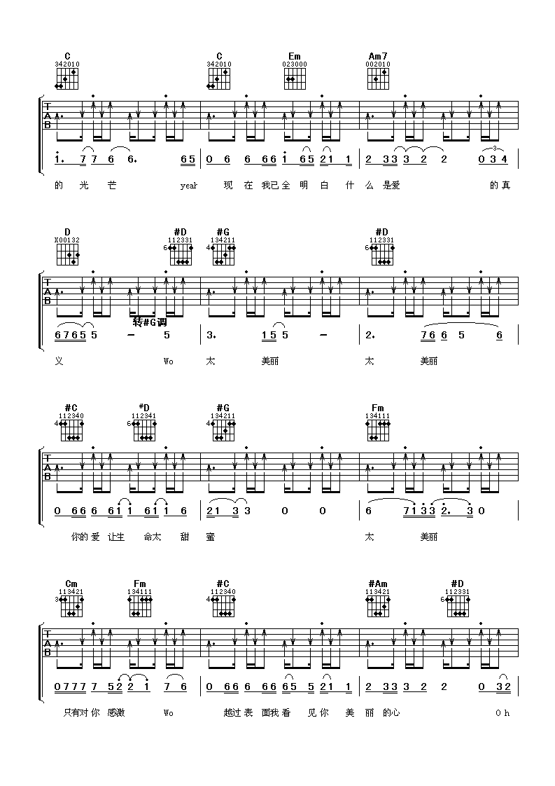 太美丽吉他谱-4