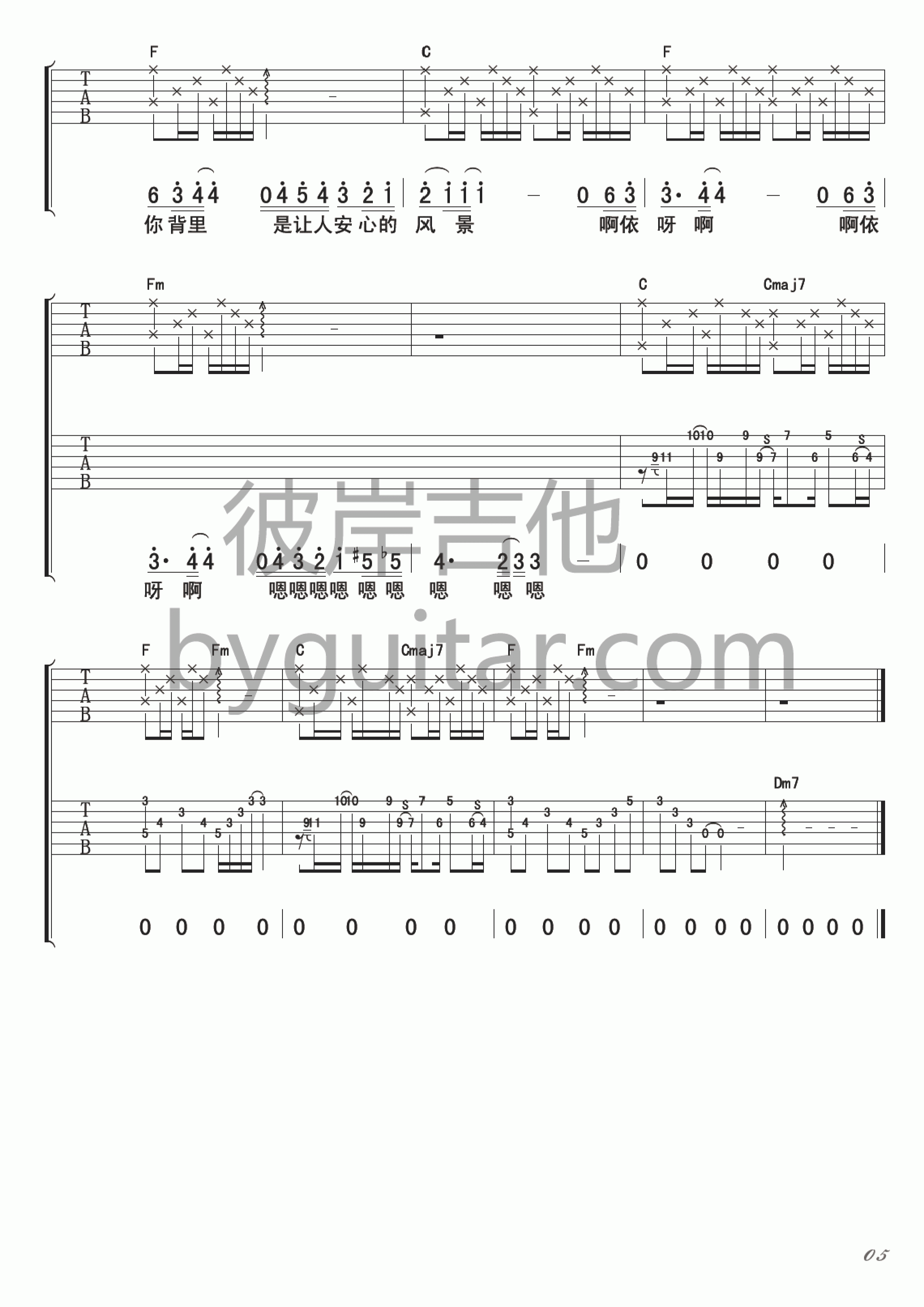 被雨困住的城市吉他谱-5