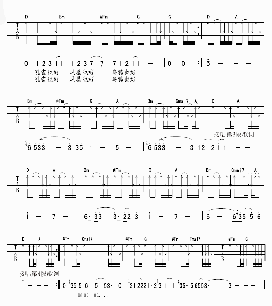 鸟语吉他谱-2