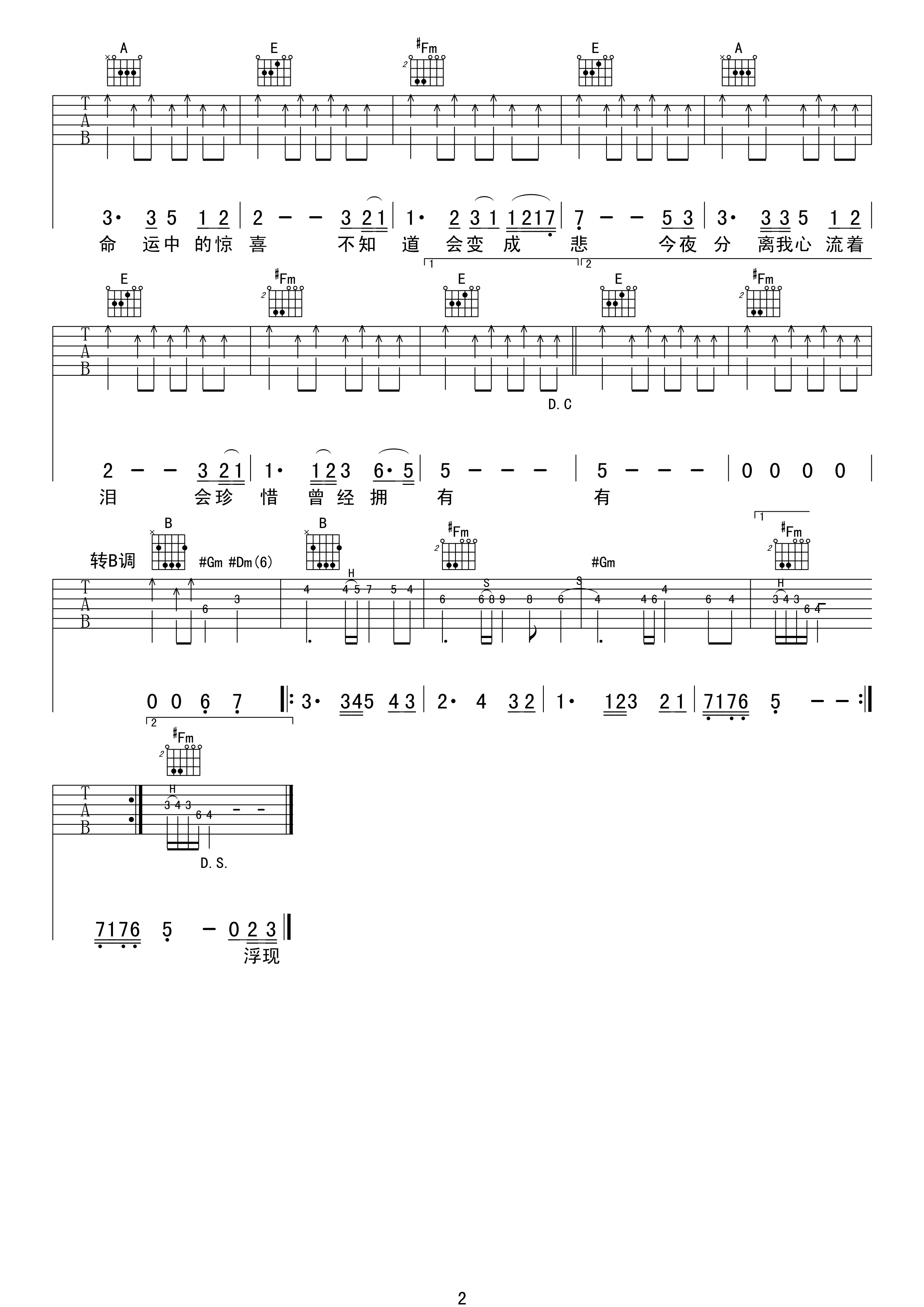 曾是拥有吉他谱-2