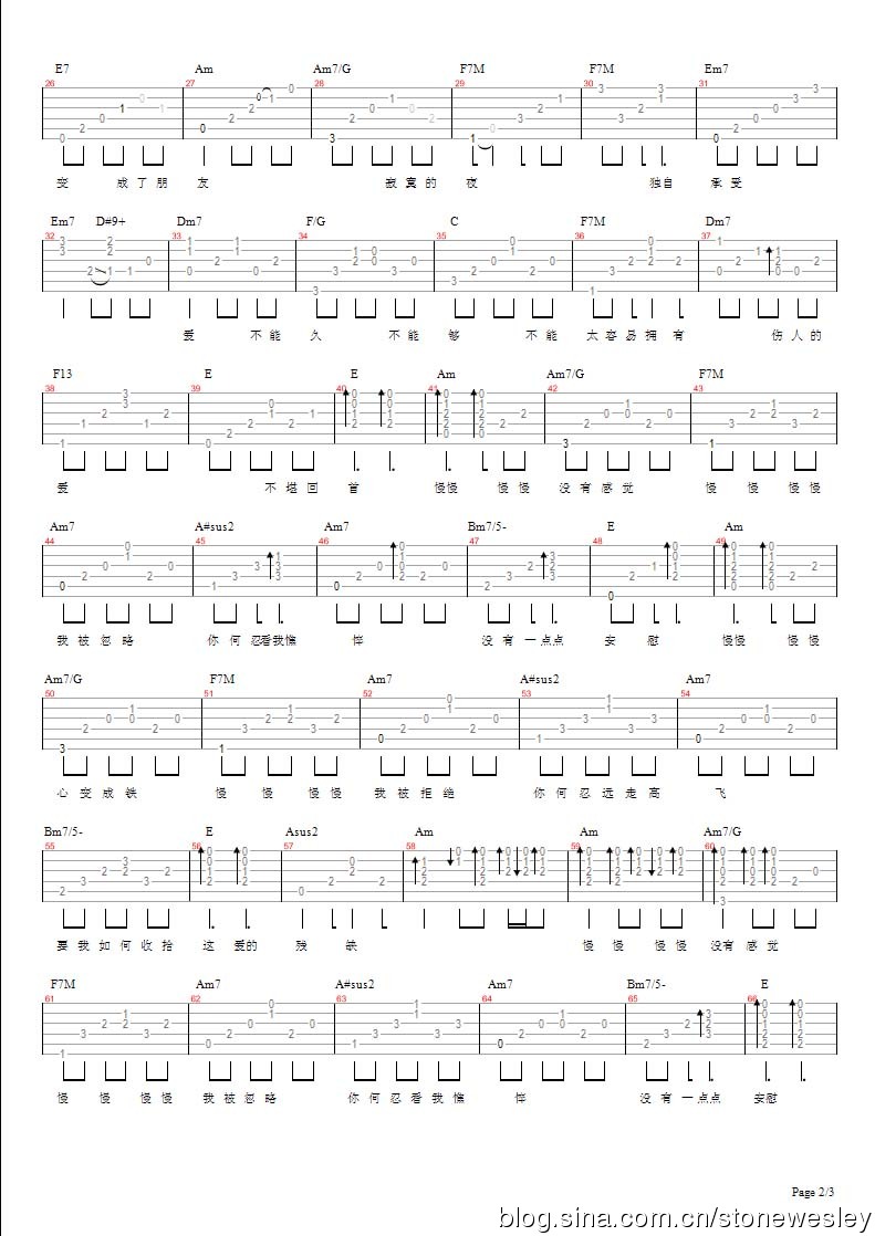 慢慢吉他谱-2