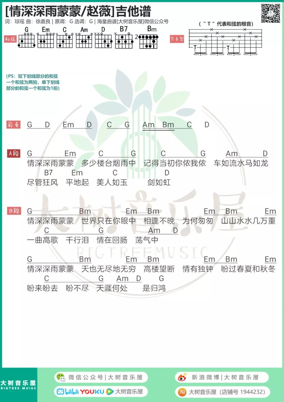 情深深雨蒙蒙吉他谱-1