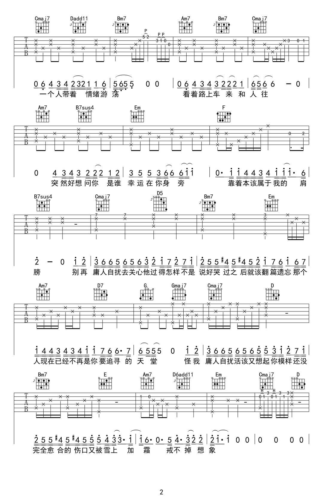 庸人自扰吉他谱-2