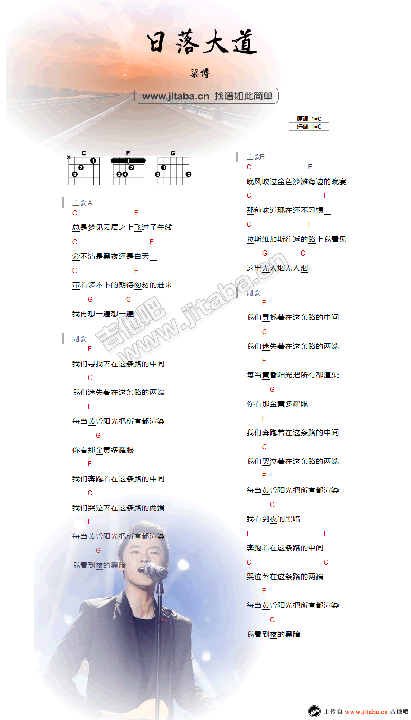 日落大道吉他谱-1