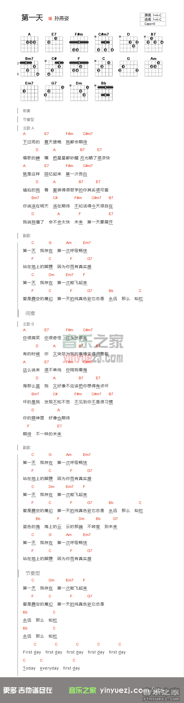 第一天吉他谱-1