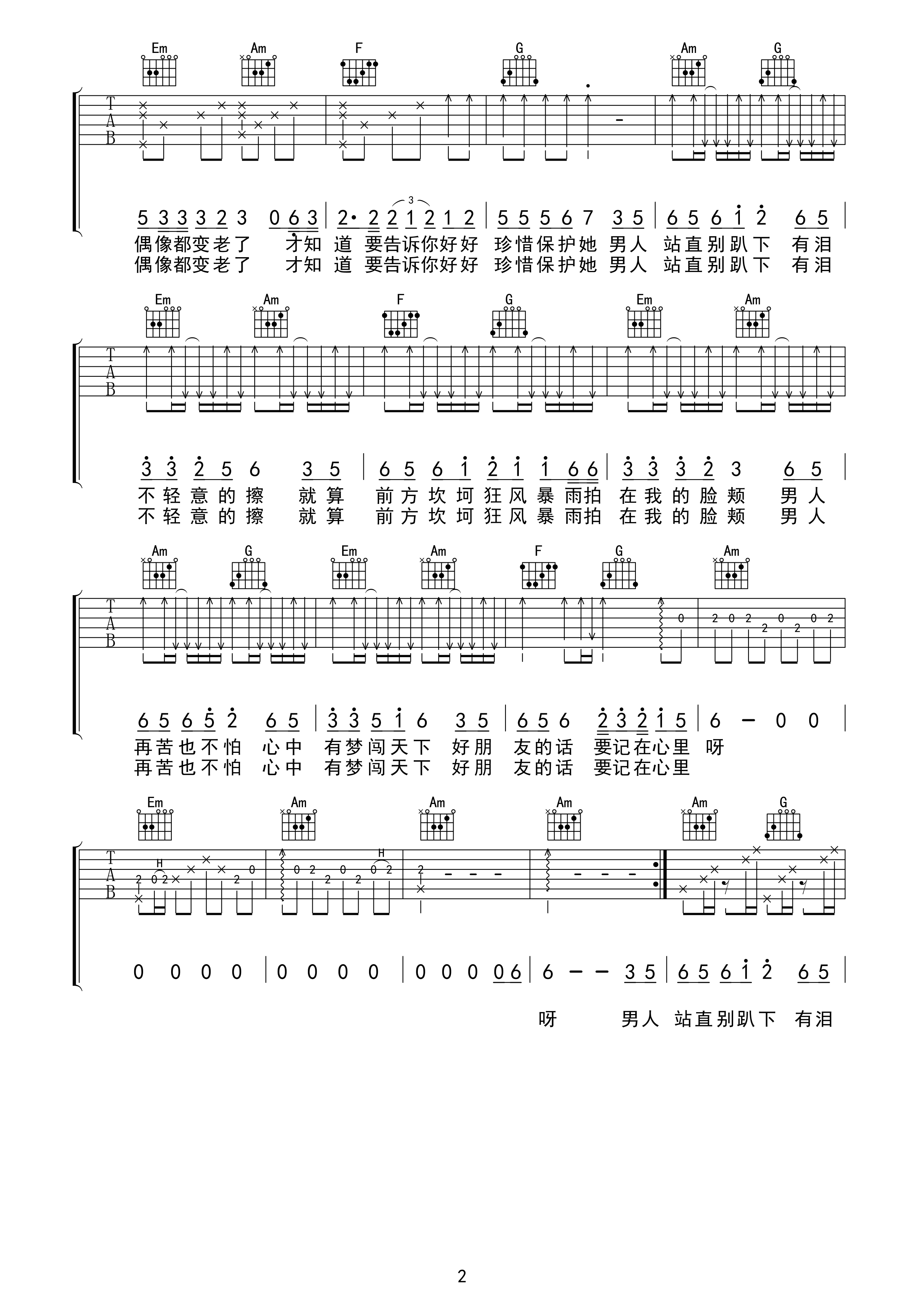 男人歌吉他谱-2