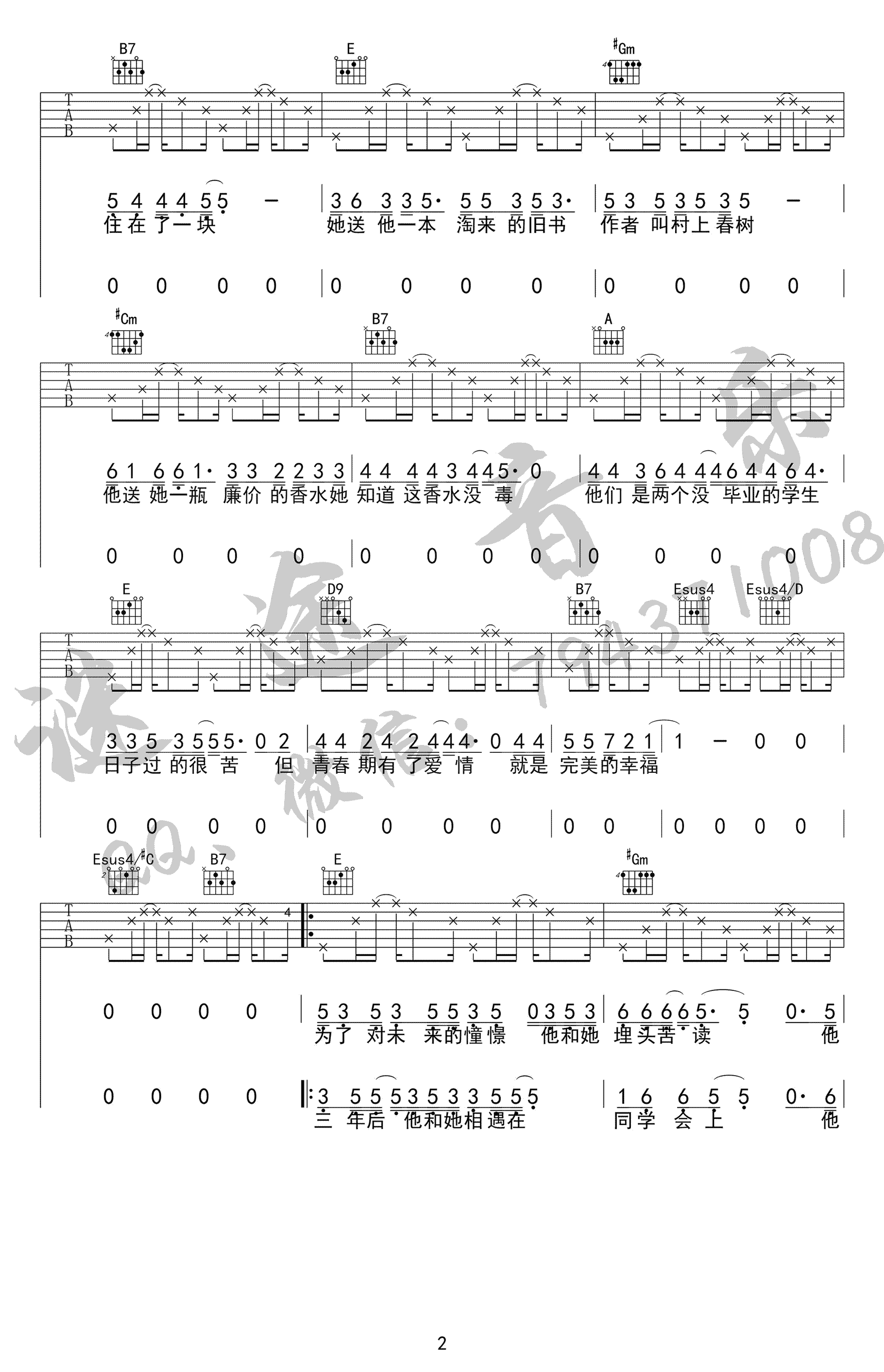 校花与流川枫吉他谱-2