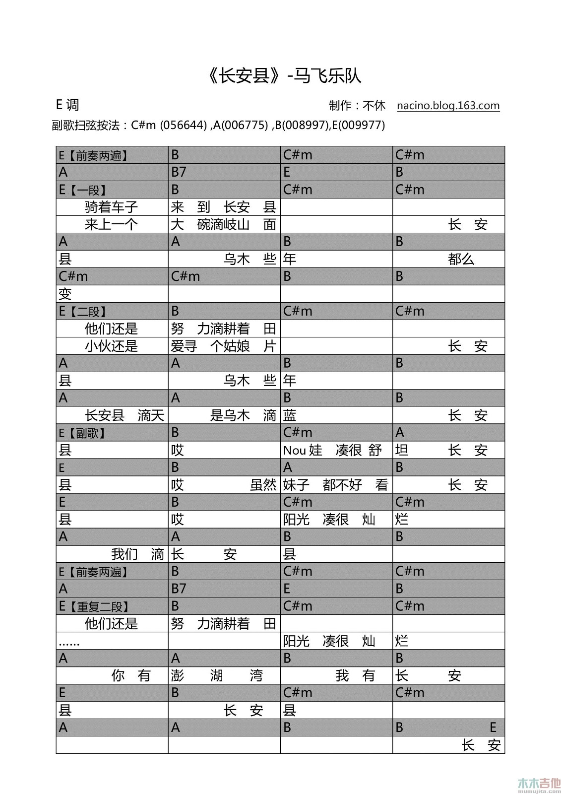 长安县吉他谱-1