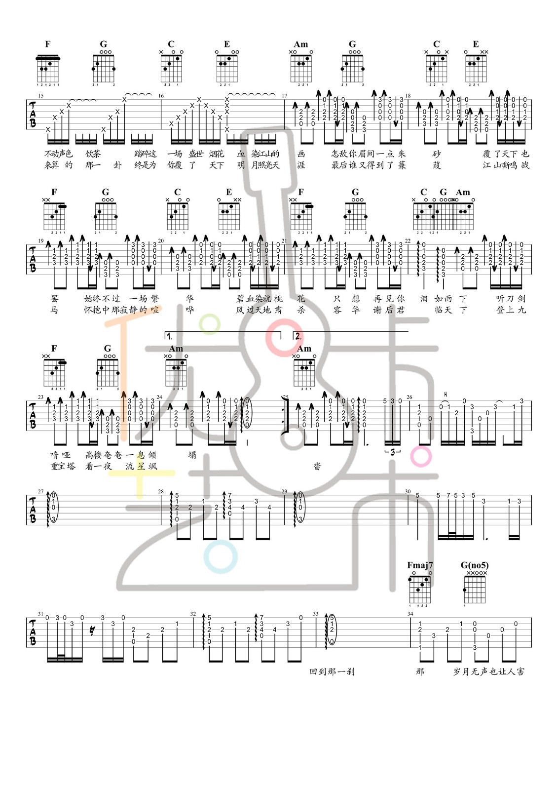 倾尽天下吉他谱-2