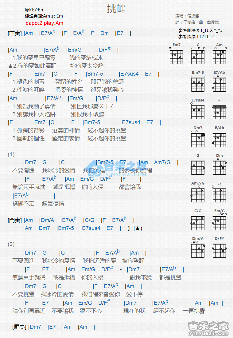 挑衅吉他谱-1