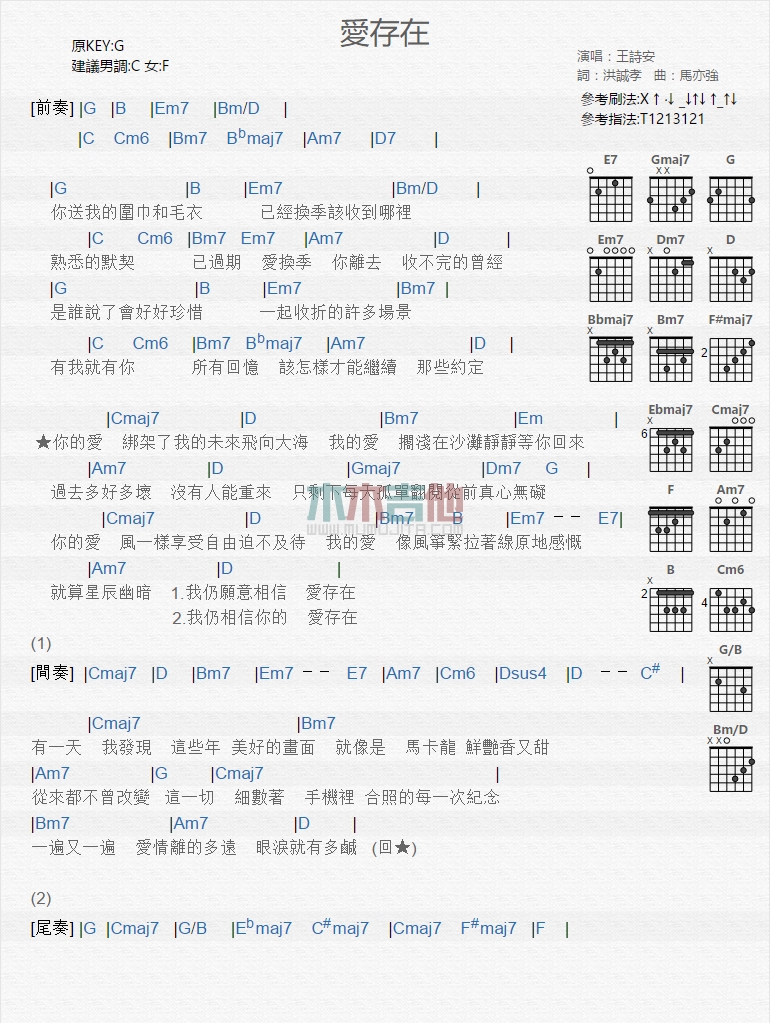 爱存在吉他谱-1