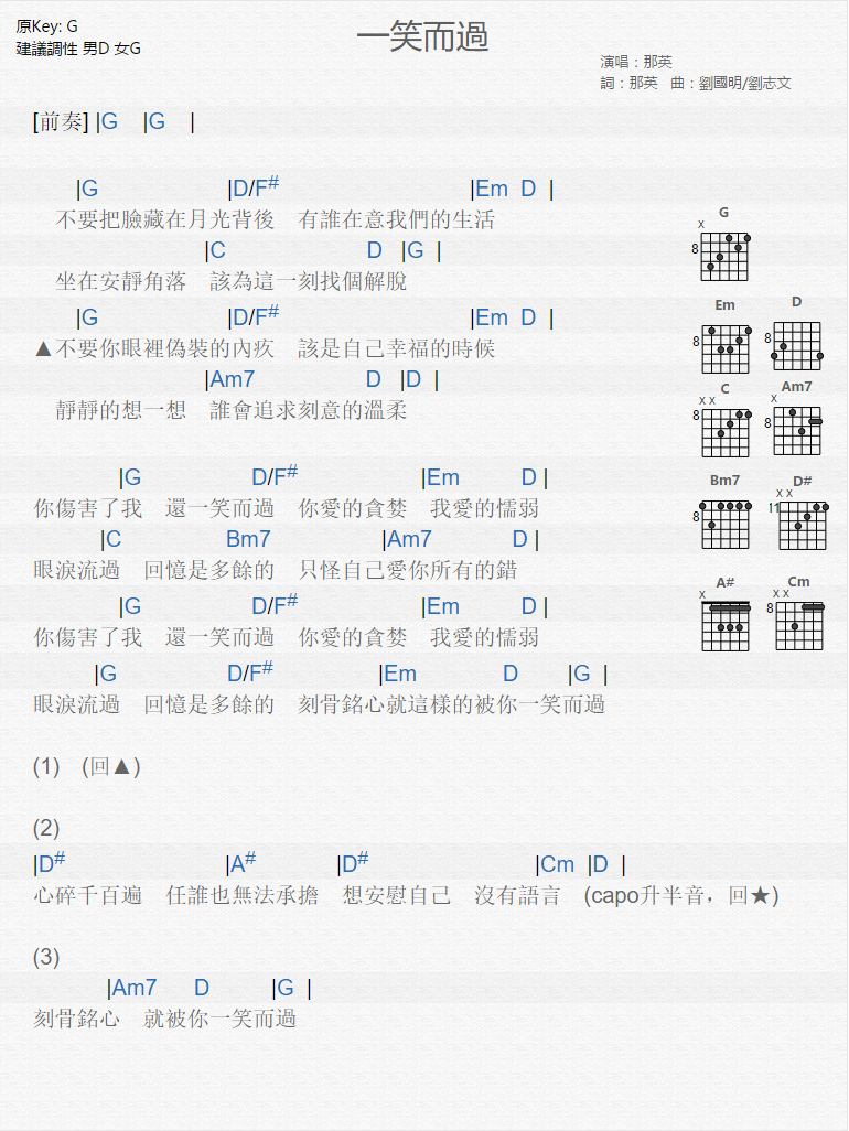 一笑而过吉他谱-1