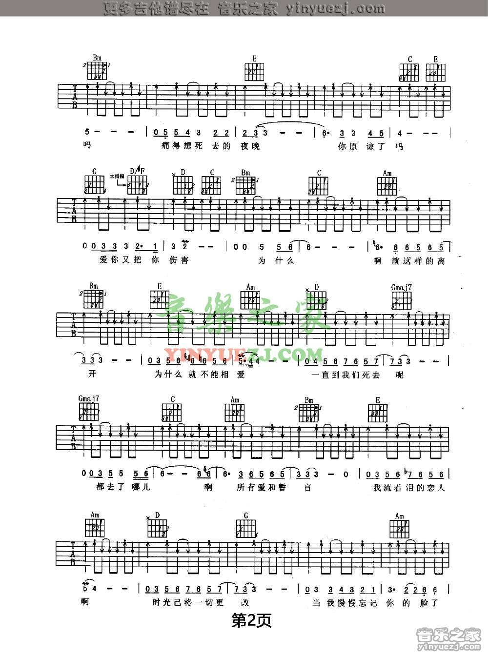 我爱你再见吉他谱-2