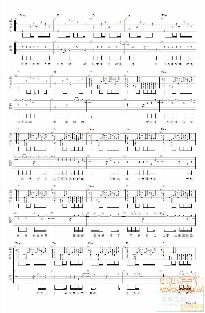 醉红颜吉他谱-2