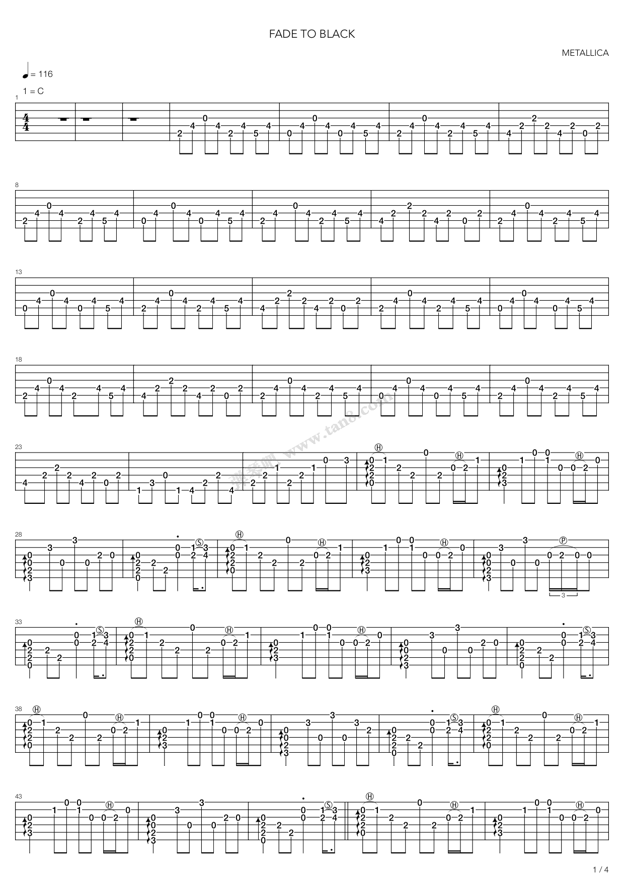 Fade to black吉他谱-1