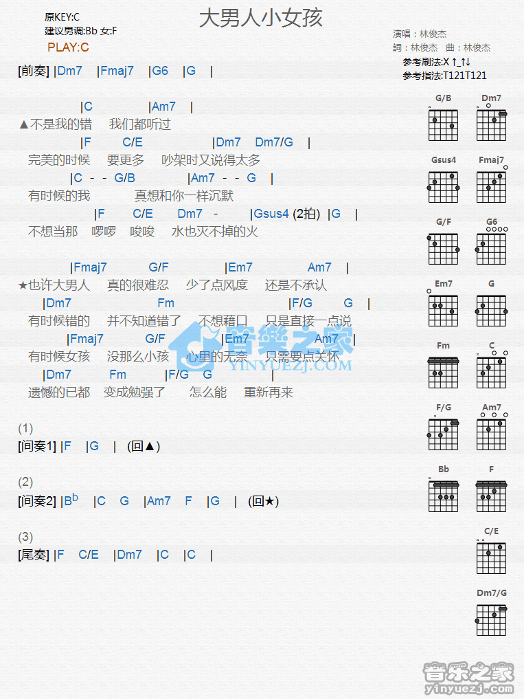 大男人小女孩吉他谱-1