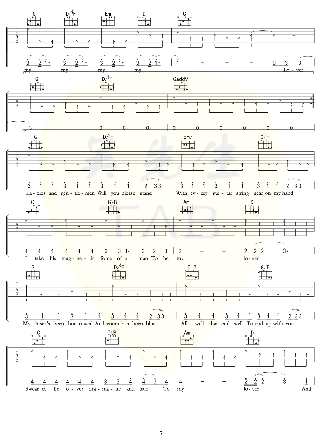 lover吉他谱-3