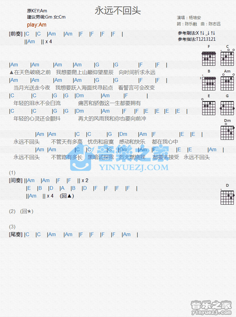 永远不回头吉他谱-1