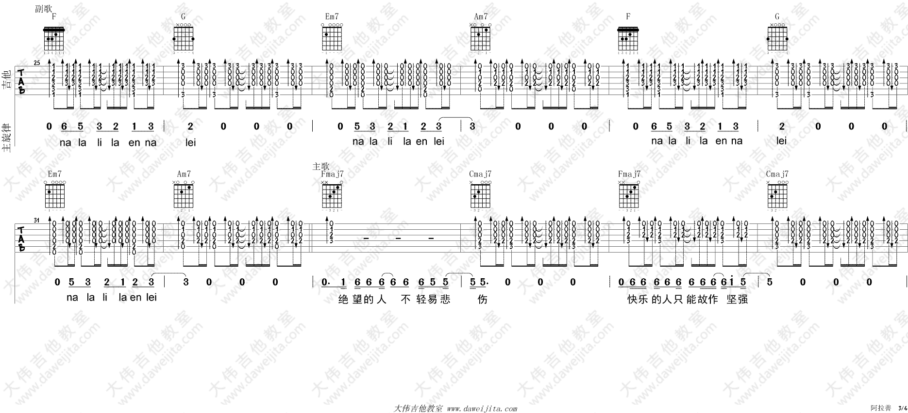 阿善拉吉他谱-3