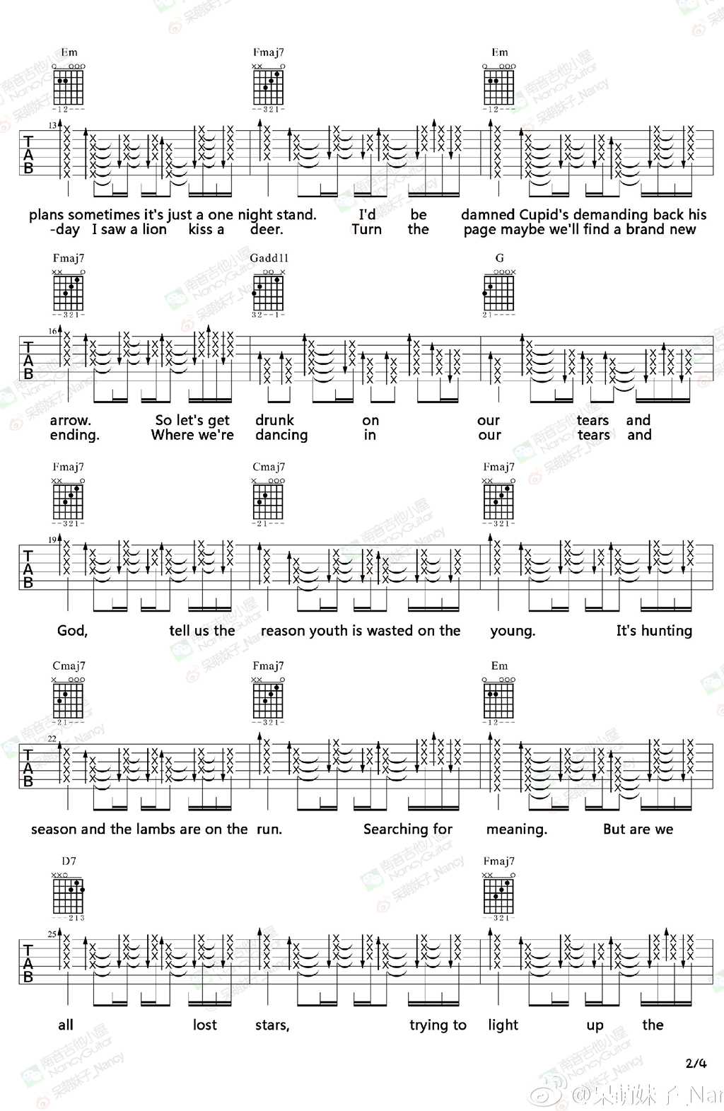 Lost Stars吉他谱-2