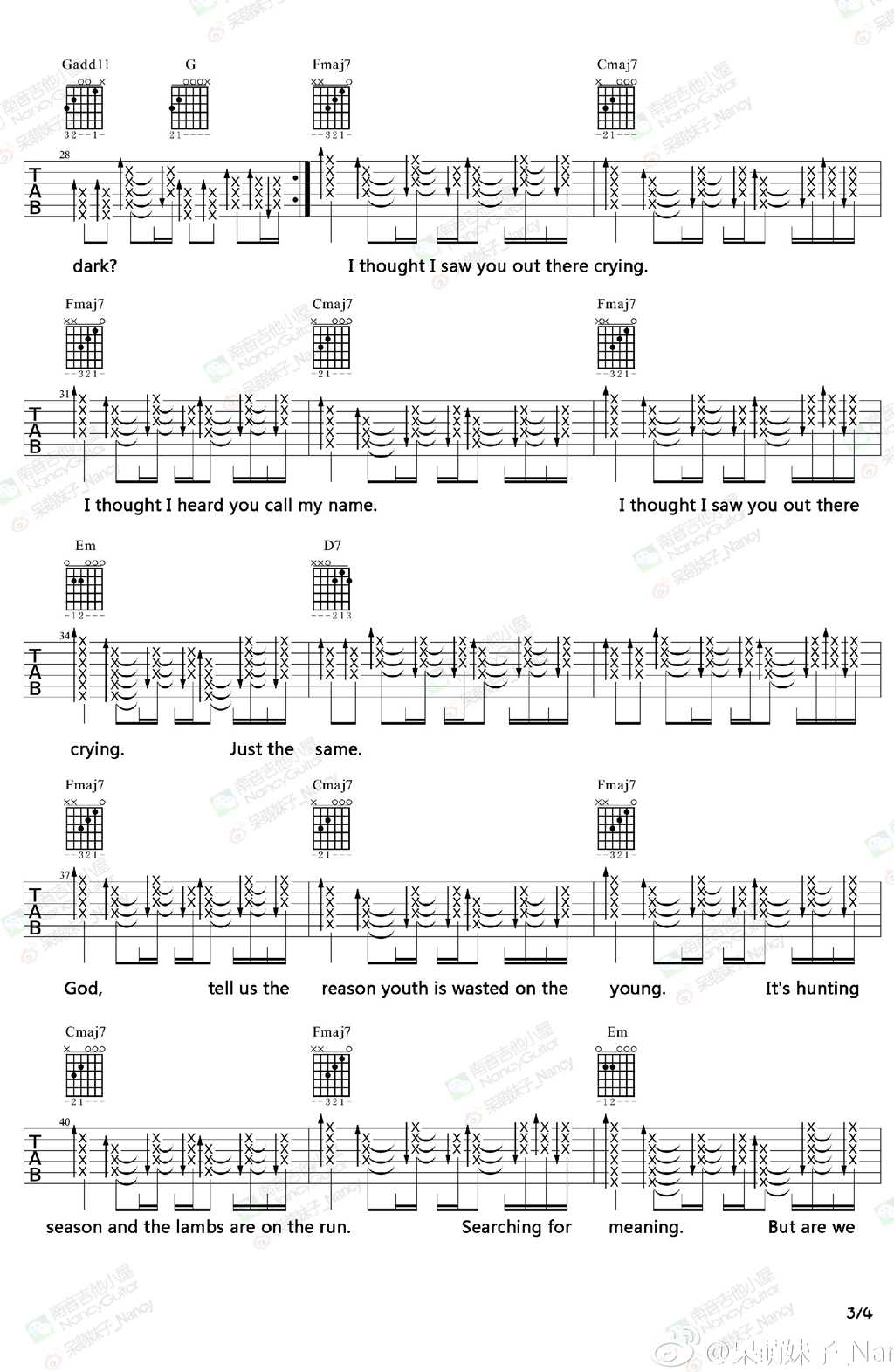 Lost Stars吉他谱-3