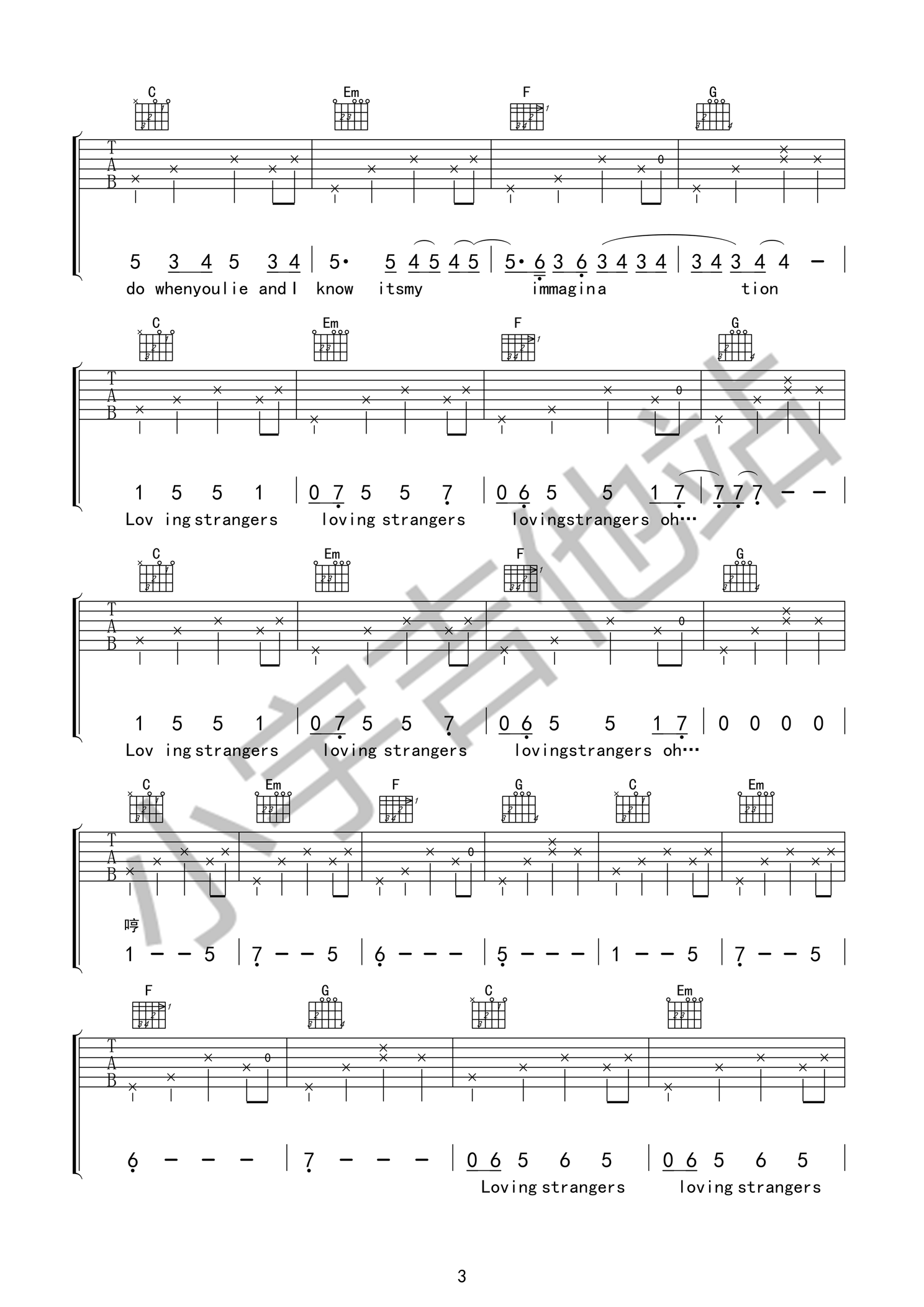 Loving strangers吉他谱-3