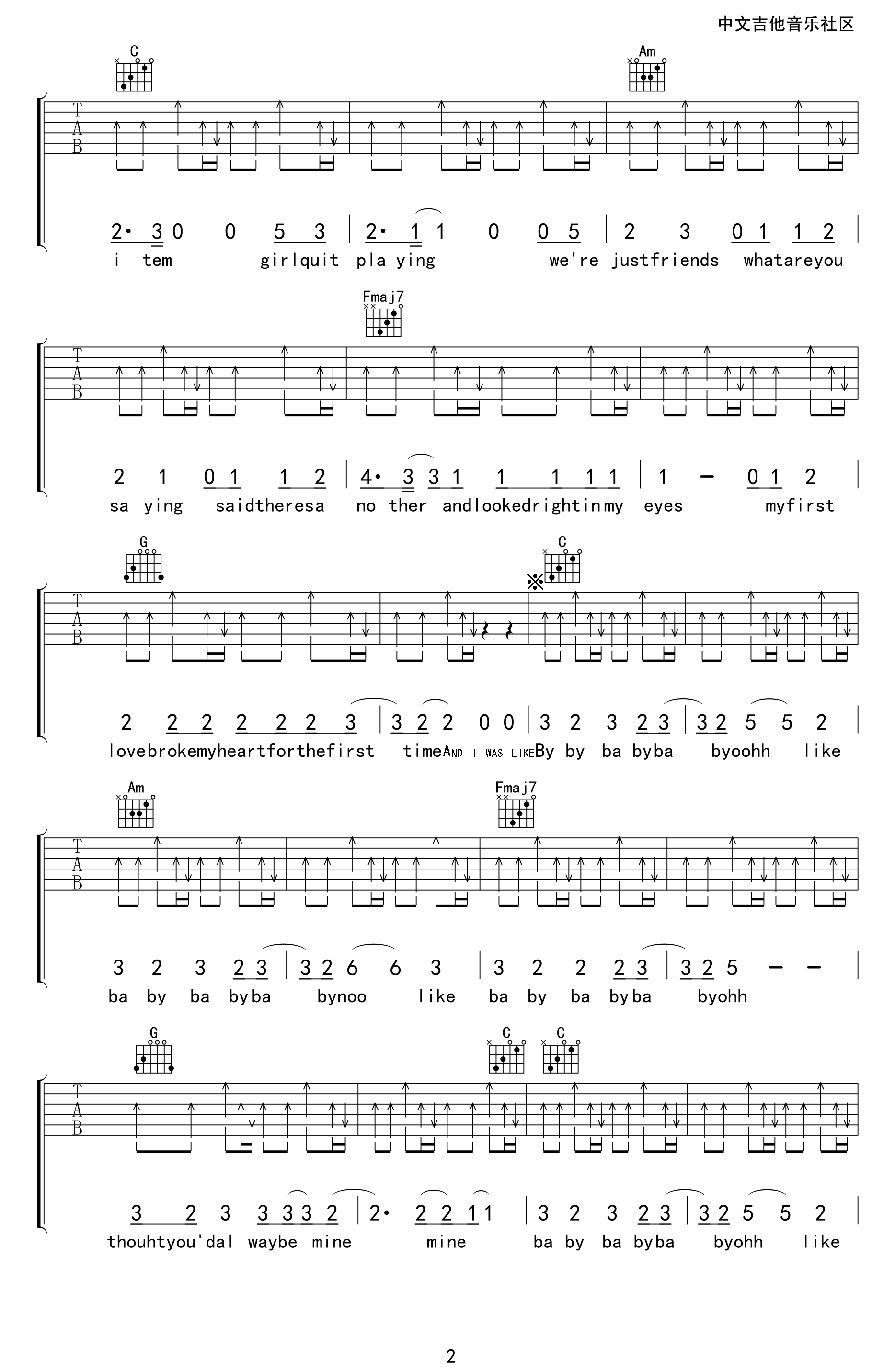 Baby吉他谱-2