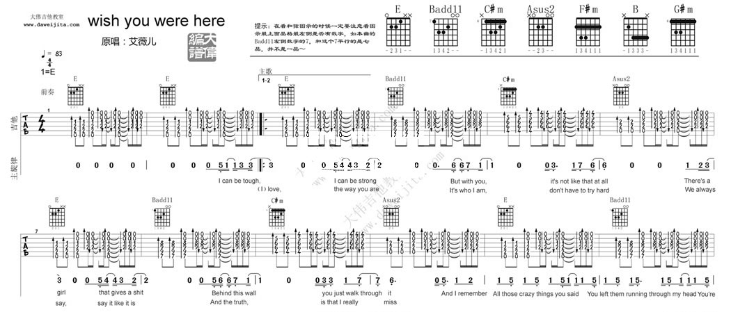 Wish You Were Here吉他谱-1