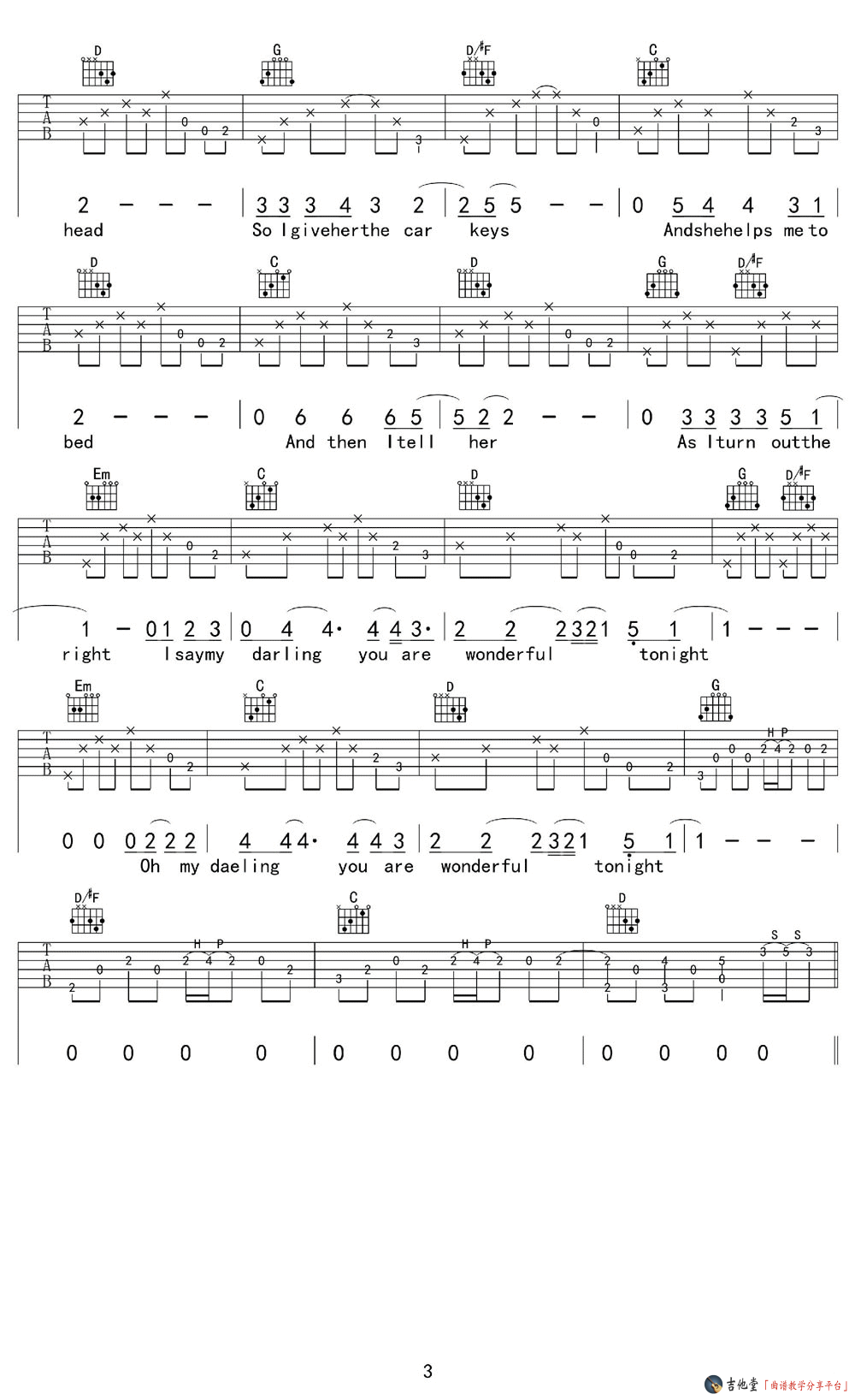 Wonderful Tonight吉他谱-3