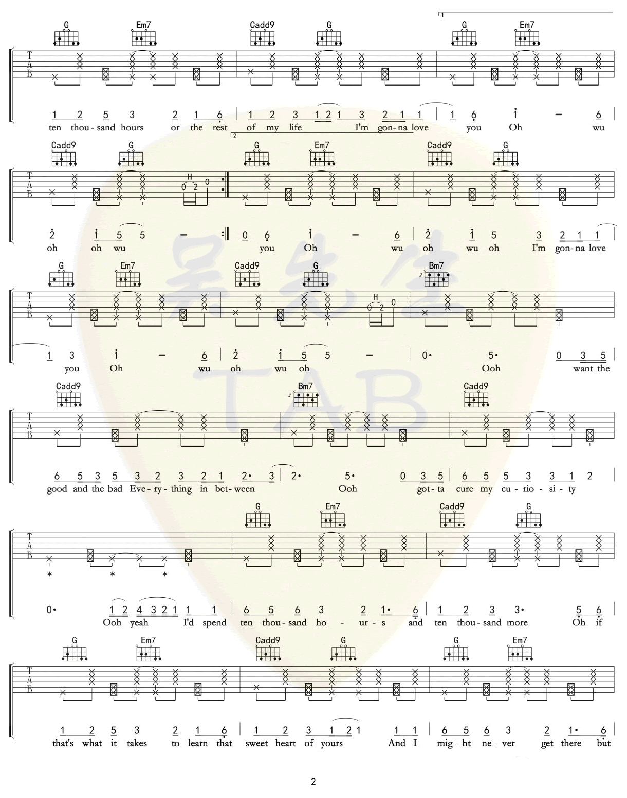 10000 Hours吉他谱-2