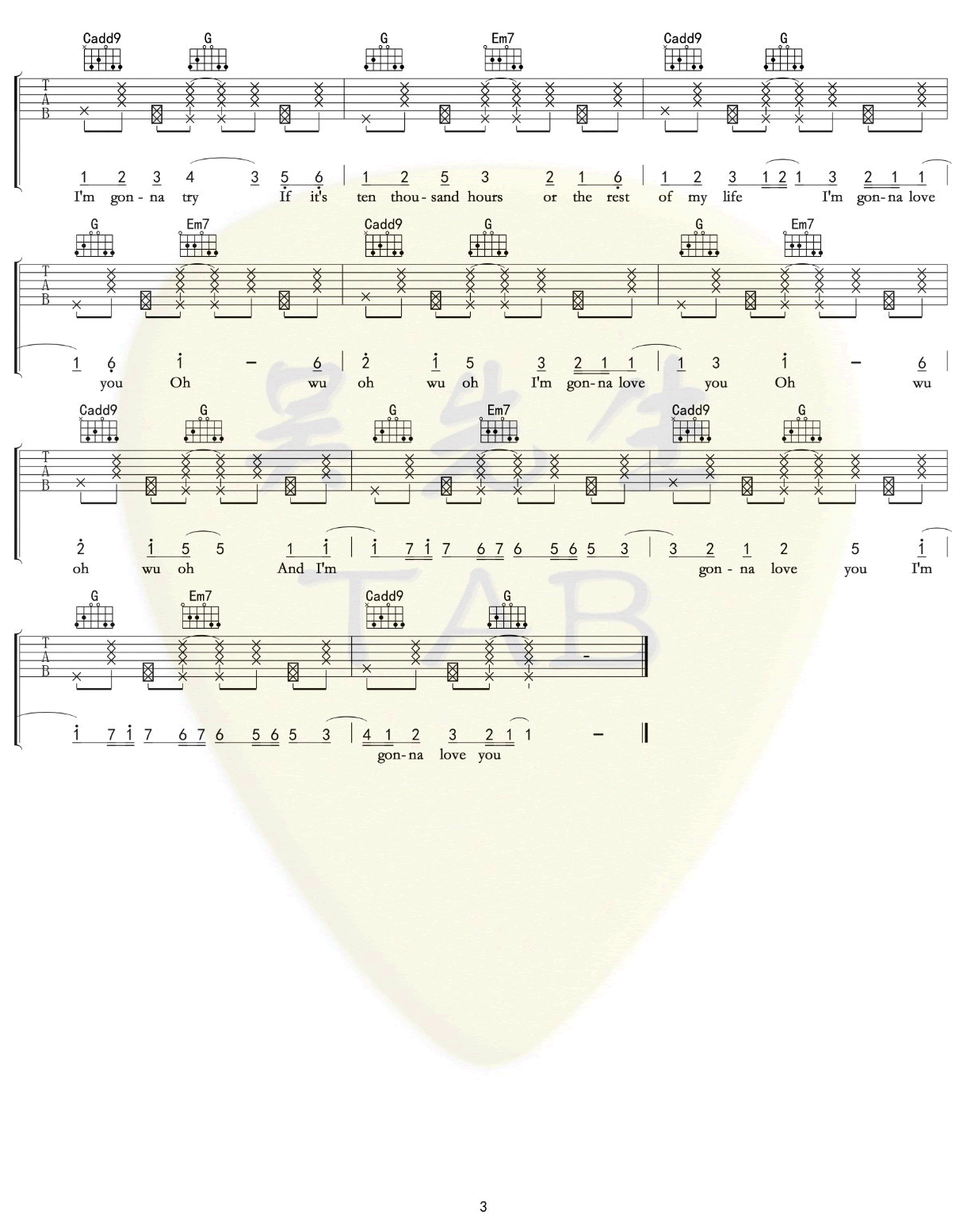10000 Hours吉他谱-3