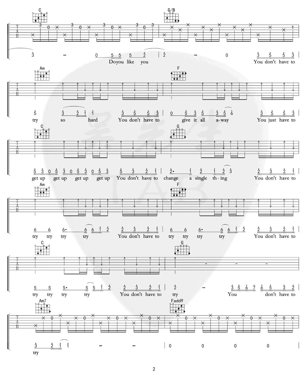 Try吉他谱-2