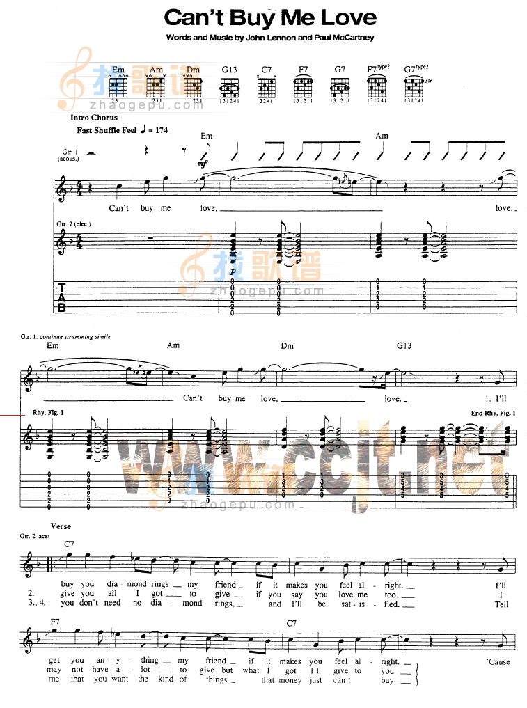 Can‘t Buy Me Love吉他谱-1