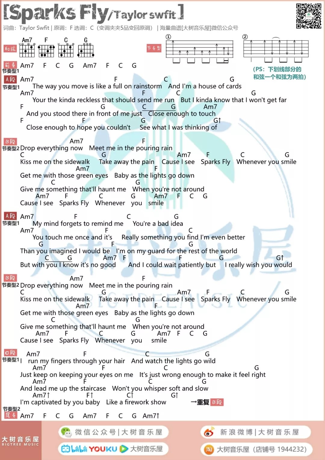 Sparks Fly吉他谱-1