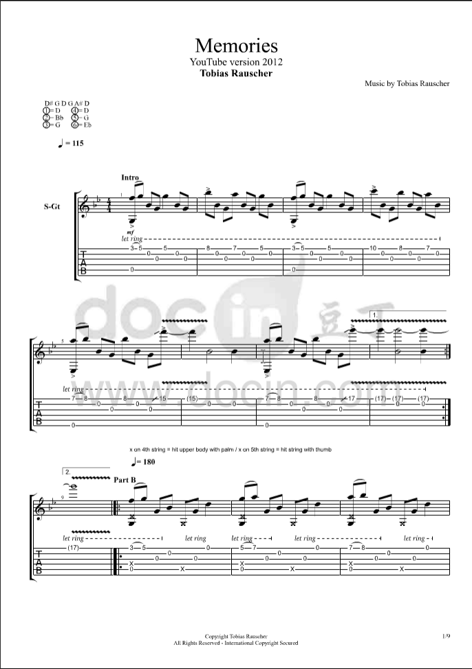 memories吉他谱-1