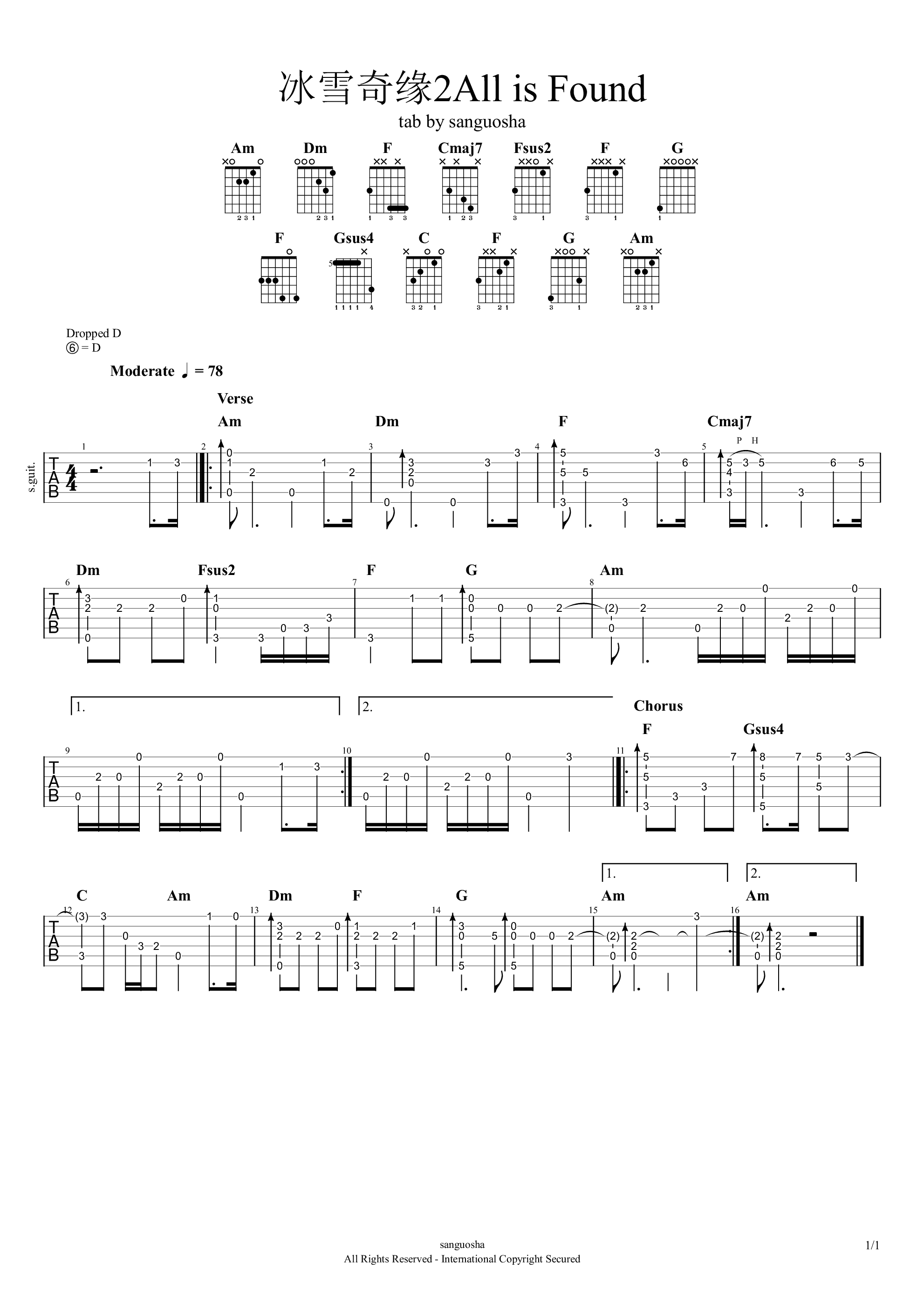 冰雪奇缘吉他谱-1