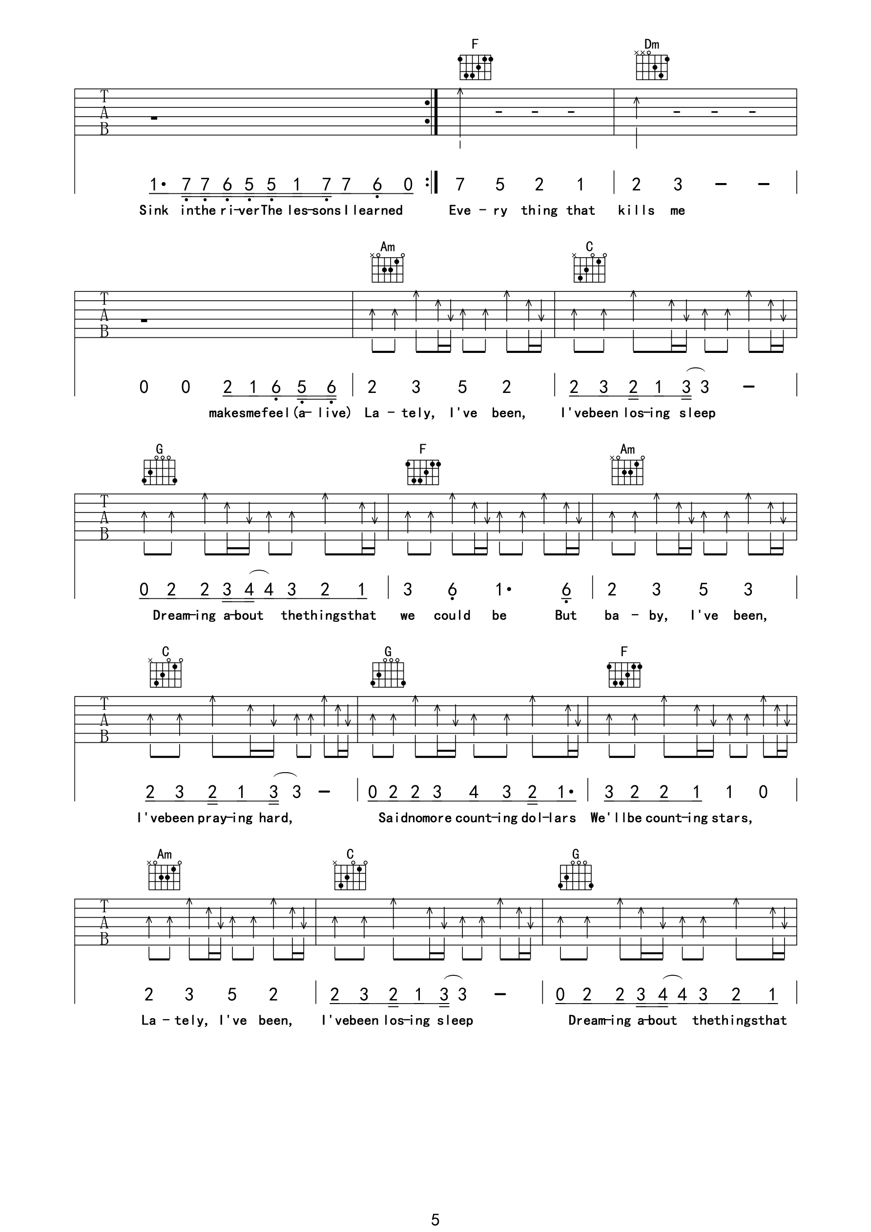 counting Stars吉他谱-5