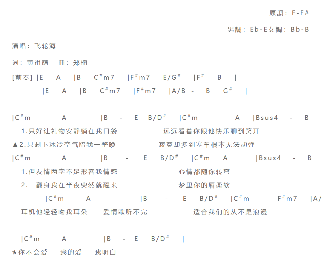 不会爱吉他谱-1