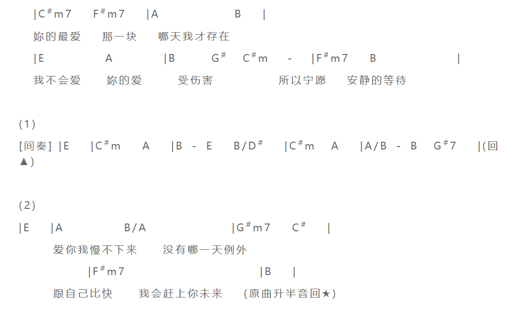 不会爱吉他谱-2