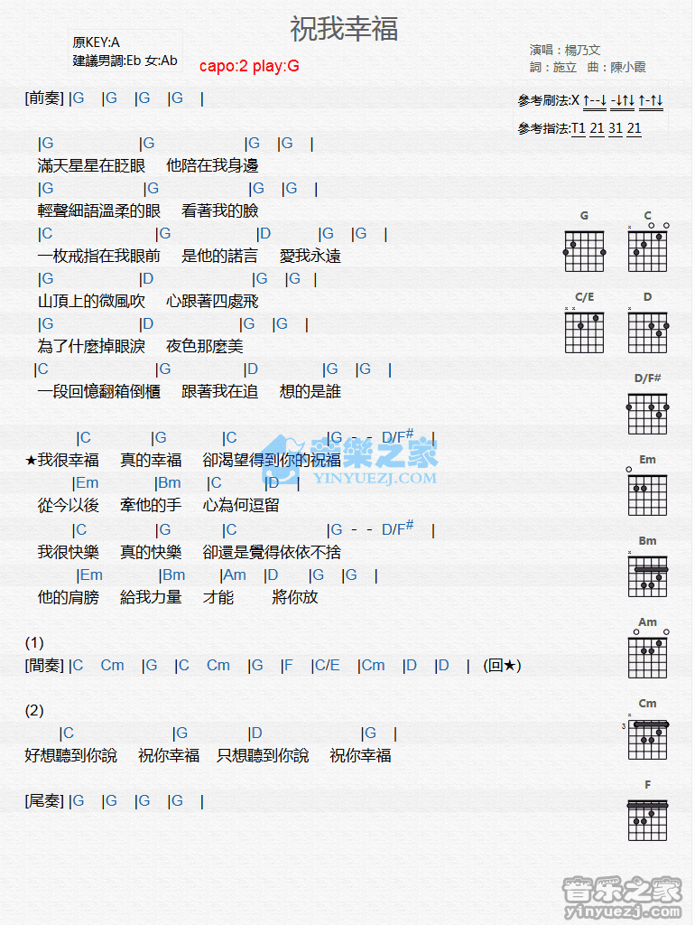 祝我幸福吉他谱-1