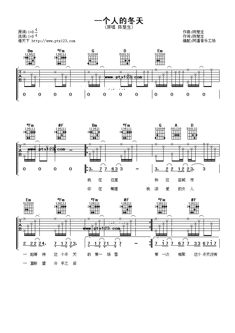 一个人的冬天吉他谱-1