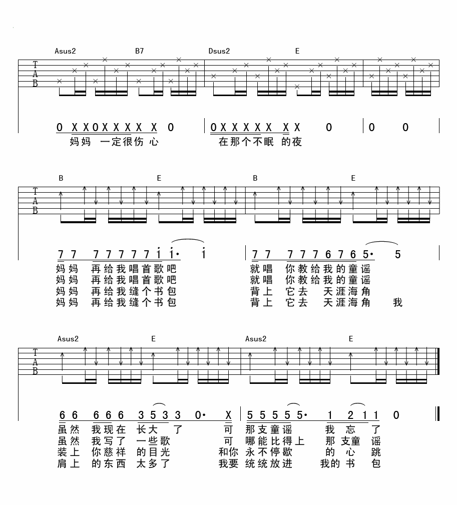 妈妈吉他谱-2