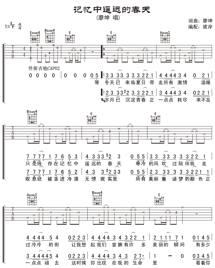 记忆中遥远的春天吉他谱-1