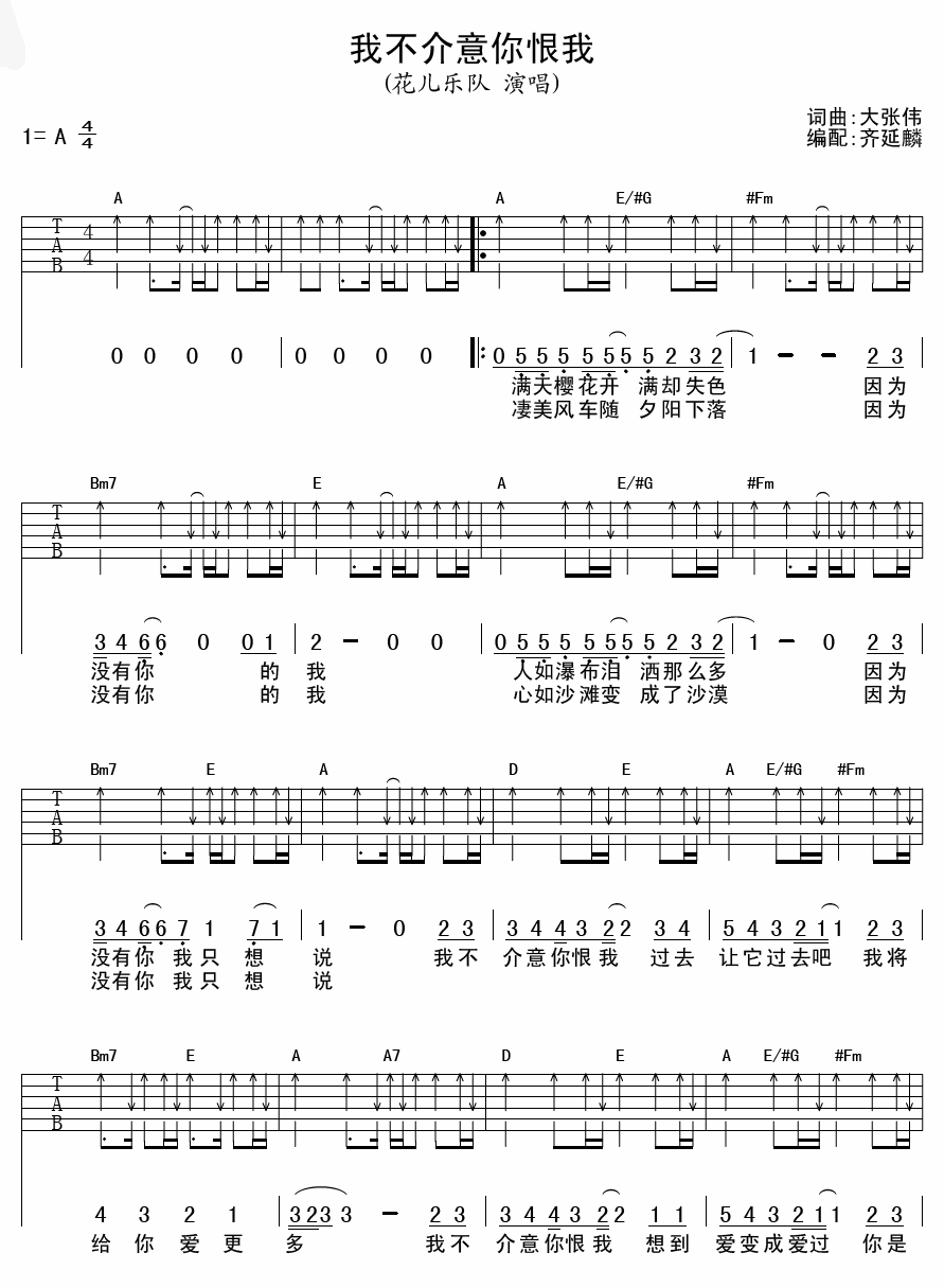 我不介意你恨我吉他谱-1