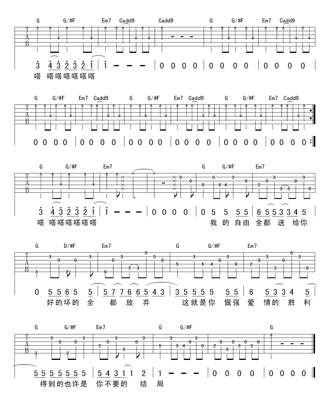 倔强爱情的胜利吉他谱-3