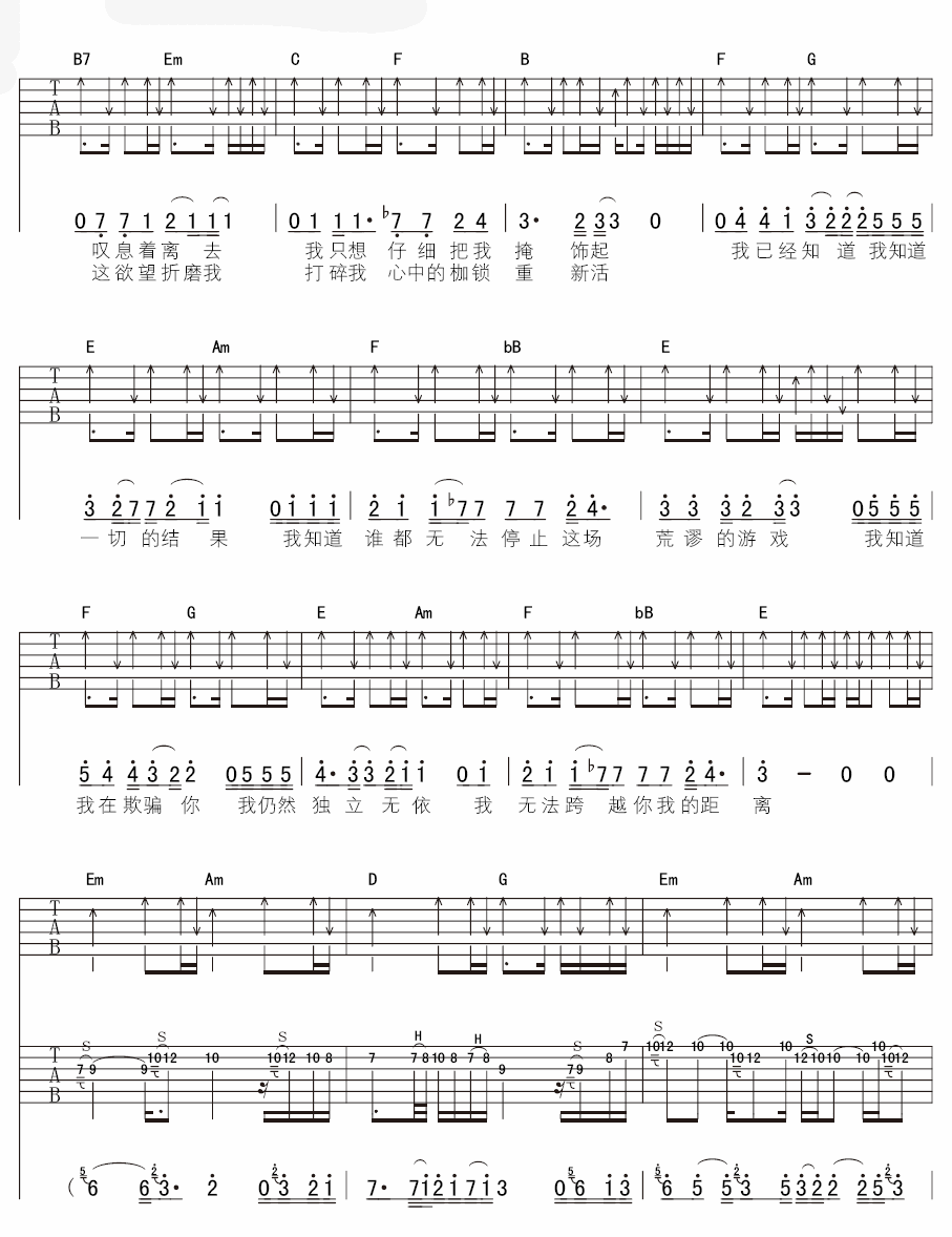 距离吉他谱-2