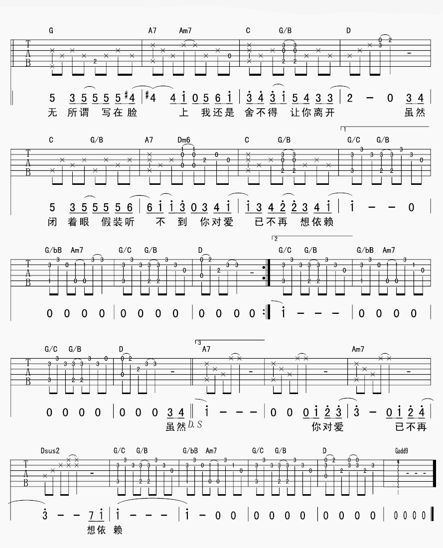 依赖吉他谱-2