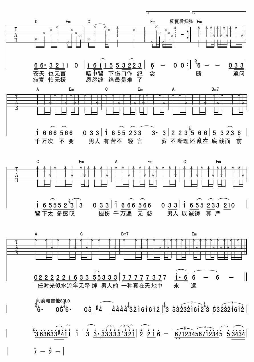 男人底线吉他谱-2